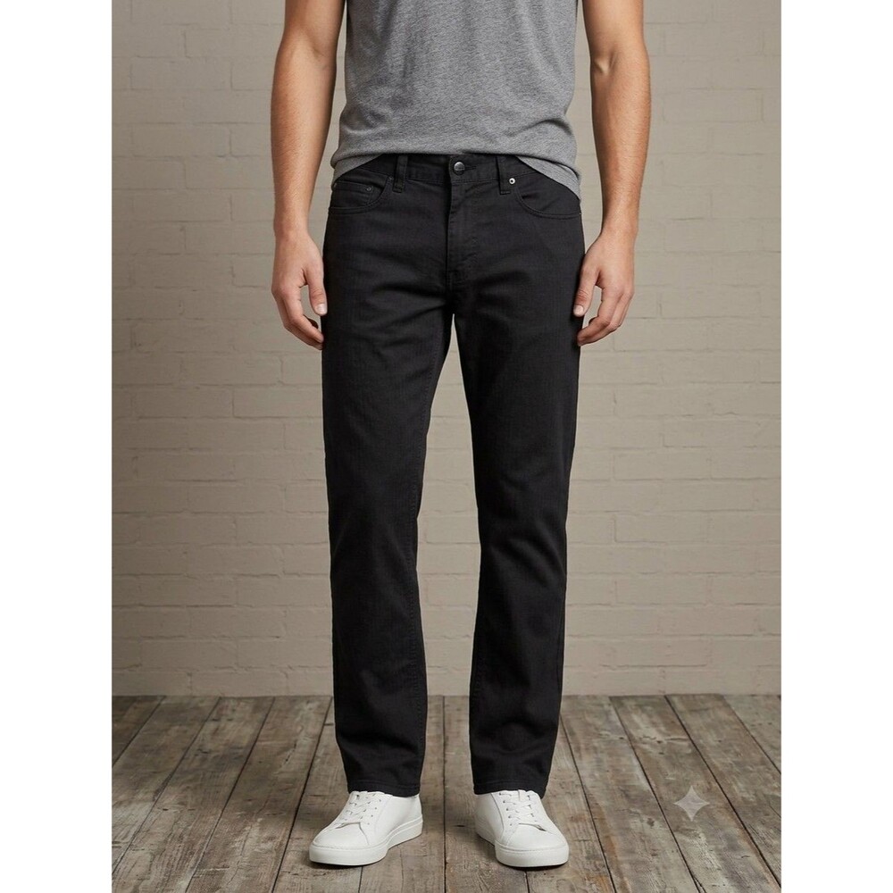 Kenneth Cole New York Men's Black Herringbone Straight Leg Jeans Pants 33x30